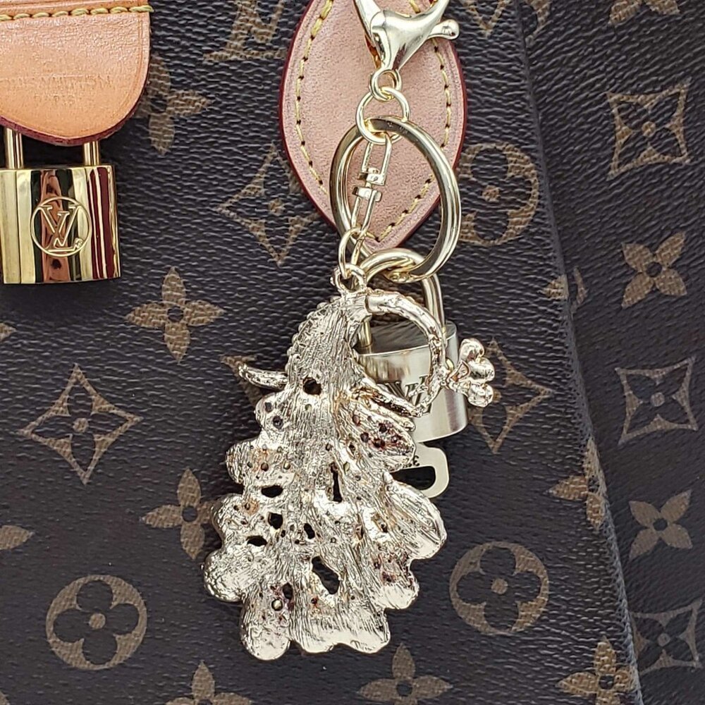 Authentic LV Gold Padlock & Key Set ✨ Luxury Bag Charm w/ Peacock Keychain - Picture 6 of 8
